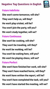 Future Tense Negative Sentences Tag Questions #grammar #English #learnenglish | Daily English Dose
