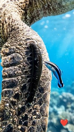 Nature Is Amazing! Sea Turtle Gets Cleaned By Wrasse Fish 🤯 #wildlife #seaanimals #seaturtle #usa