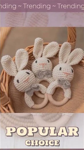 Wooden Baby Rattle Teether Toy BPA Free Musical Rabbit