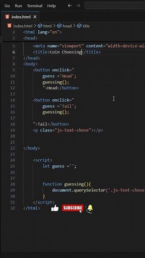 Beginner Project: Choosing Head or Tail in JavaScript | @codewallah