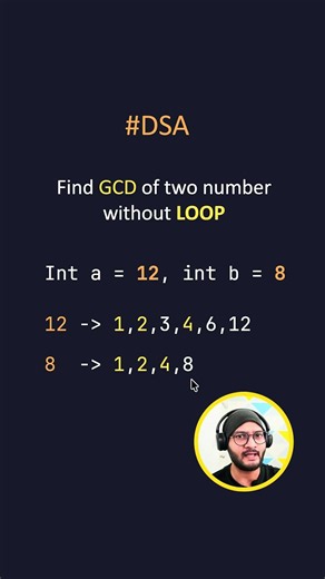 GREATEST COMMON DIVISOR ❌ WITHOUT LOOP 🤯 #dsa #java