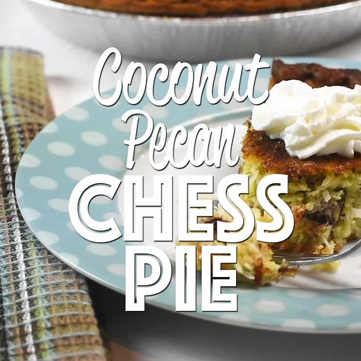If you only make one pie for the holidays, make this COCONUT PECAN CHESS PIE! It is crazy delicious!! Can make ahead of time and refrigerate until ready to serve. Always the first dessert to go! FULL RECIPE--> https://www.plainchicken.com/2017/12/coconut-pecan-chess-pie.html | Plain Chicken