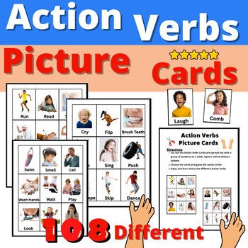 Action Verbs Picture Cards Task Flash Card Resource Autism