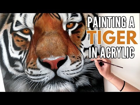 Painting a Tiger in Acrylic | Realistic Tiger Painting | Wildlife Artist