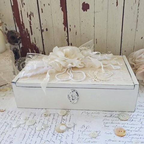 Shabby Chic Box - Lace Covered Memory Keepsakes - French Cottage Style Decor - Etsy