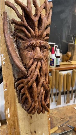 Detailed Green Man Carving