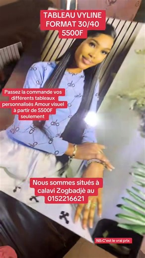 Tableaux personnalisés Amour Visuel – commande à Calavi (5500F)