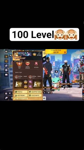 100 level🥶 #freefire #musicremix 🙉🙀