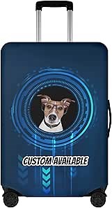 POPCUSTOMS Custom Personalized Travel Luggage Cover, Broken Holes Design Suitcase Cover for 18-32 Inch, Washable Baggage Cover, Add Your Photo Text, Gift for Family or Friend