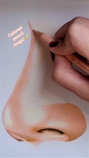 I drew a realistic nose with colored pencils✨️ #shorts