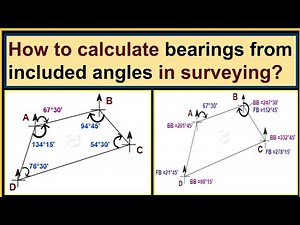 How to calculate bearings from included angles in surveying?/Bearings from angles in compass survey.