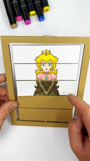 Super Mario Galaxy Peach Flipping Cardboard Puzzle – So Easy! 😍#supermariogalaxy #marioart #trend