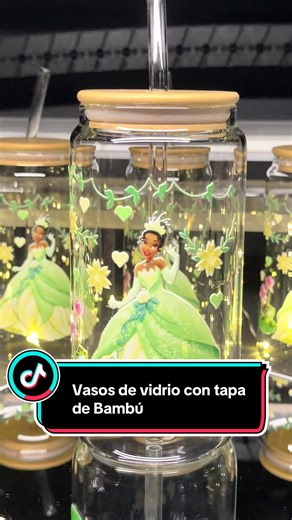 Vasos de vidrio con Tapa de Bambú #merchandisingcorporativo #princesatiana #mis15años #vasosbambú #peru