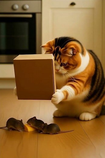 When the Cat Can't See 😹📦 | Sneaky Mice Steal the Cheese | 猫とネズミの大作戦