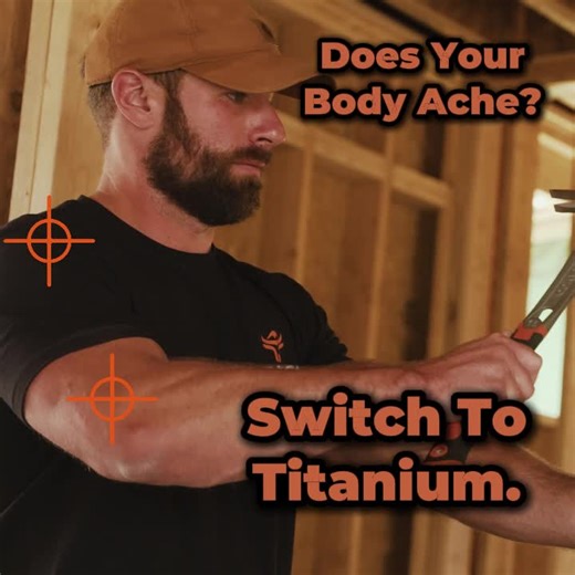 Titanium is expensive, but not as expensive as your health. Even if you're not experiencing body pain yet, the years of using steel hammer and steel bars will wear on you. The secret isn't that titanium is lighter. That helps. The secret is the efficiency of titanium. 97% energy transfer vs. 70% for steel. That 30% waste from steel goes into your body as impact shock. Every day. Every swing. Switch now and your future self will thank you. #titaniumtools #framersareadyingbreed #framerlife