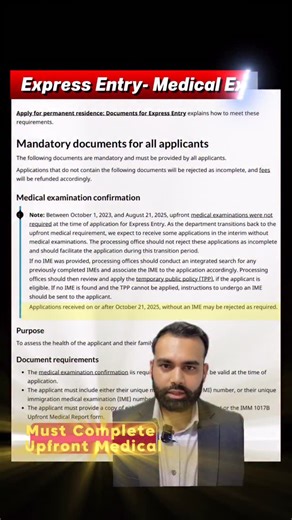 Mandeep Lidher on Instagram: "Upfront medical requirement for Canada PR applications under Express Entry. PR applications under express entry now must include an upfront medical exam. #expressentrycanada #canadaimmigrationnews #canadianexperienceclass #irccnews2025 #irccupdate2025"