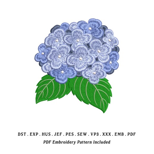 Blue Hydrangea Embroidery Designs, EMB Included – Instant Download - Etsy