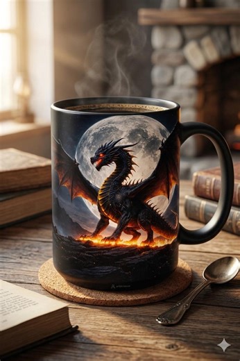 Epic Black Dragon Art | Inferno Moon Fantasy Digital Download (PNG JPG PDF) - Etsy