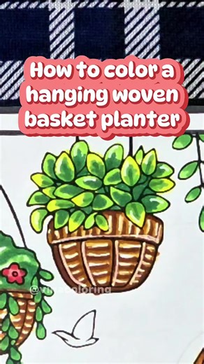 Coloring Tutorial: How to Color a Hanging Woven Basket Planter🎨 📚 Page from: St🌸ner Girl Moments Coloring Book by @vinacoloring 🔗 See Link in Bio 👉 Follow us for coloring inspo, free coloring pages, and coloring tutorials! 💞Coloring with us! Don't forget to tag #vinacoloring - Can't wait to see your masterpieces! #vinacoloringbook #coloringtutorial #coloringbook #colouringtutorial