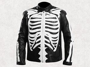 Skeleton Bones Leather Biker Jacket: Men's Moto Streetwear - Etsy Canada