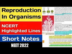 Reproduction In Organisms class 12 ncert highlights | #reproductioninorganisms #neet2022 #neet