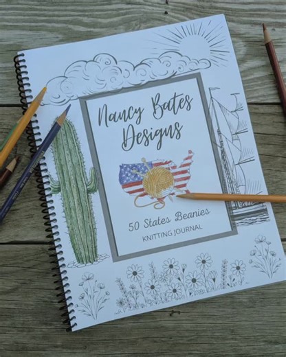 Nancy Bates - Knitwear Design | 50 States Beanies Knitting Journals are now available! 🧶🇺🇸 Also part coloring book and part scrapbook, these journals are the perfect... | Instagram