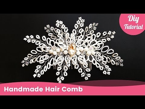 Bridal Beaded Hair Comb for Wedding. Handmade Hair Accessories for Beginners.