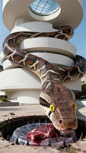 Will It Press the Trap? Or Fall for the Bloody Bait? #pythontrap #giantsnake #meatbait