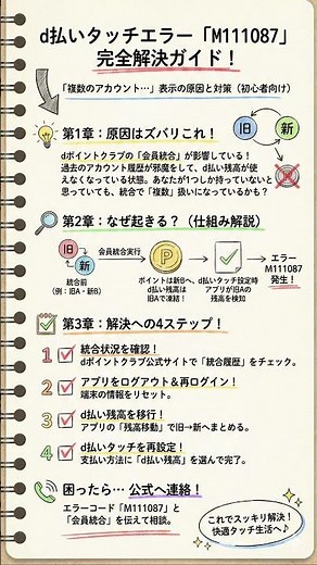 d払いタッチ設定時のエラー「M111087」表示の原因と解決策：初心者向け完全ガイド