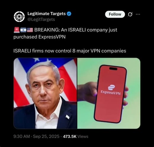 Follow The Rabbit 👁 on Instagram: "🚨 VPN Monopoly Alert 🚨 Think you’ve got “choice” when it comes to your VPN? Think again. 👉 ExpressVPN 🚫 👉 CyberGhost 🚫 👉 Private Internet Access (PIA) 🚫 👉 ZenMate 🚫 …all controlled by one parent company: Kape Technologies 🇮🇱 And who owns Kape? 💰 Israeli billionaire Teddy Sagi, via his holding company Unikmind 🇮🇱 This means some of the biggest “independent” VPNs are actually under the same roof — raising serious questions about privacy, trust, an