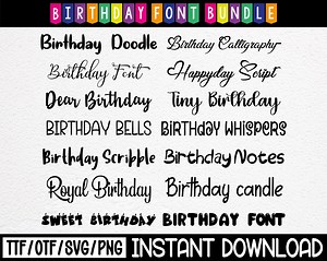 Birthday Font Bundle, Party Invitation, Cricut, SVG, PNG (digital Download) - Etsy