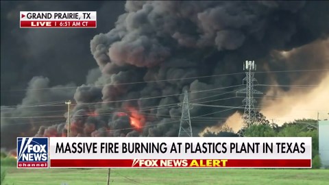 Massive fire burning at Texas plastics plant