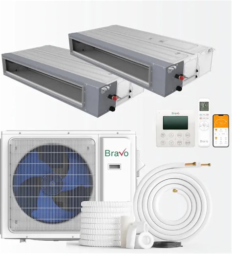 BRAVO 42k BTU 2-Zone Concealed Duct Mini Split 12k+24k