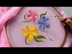 Easy Flowers Fabric Painting Tutorial | Shading Technique | Fabric Painting for Beginners
