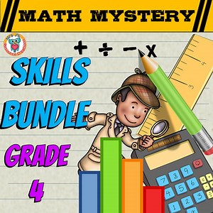 4th Grade SKILLS Math Mystery Bundle - Math Game Activities