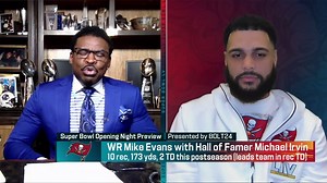 69K views · 548 reactions | How is Mike Evans preparing for his first Super Bowl appearance? The Tampa Bay Buccaneers WR joined Michael Irvin 1-on-1! See more interviews during #SBOpeningNight (8pm ET) on NFL Network. | NFL Network | Facebook