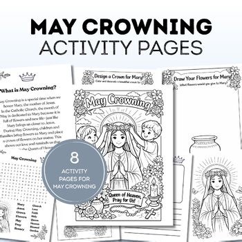 May Crowning Activities | Catholic Printable Worksheets | Marian Coloring Pages