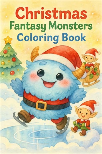 Christmas Monster Coloring Book A4 I Printable I Instant Download