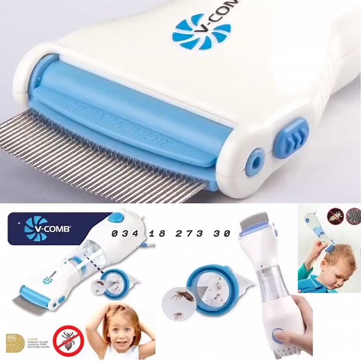 ✔️ V-COMB , Peigne Aspirateur Électrique à Poux pour éliminer les poux, les nymphes et les œufs (Pour tous les types de cheveux) 👉Ce peigne capture les poux et les lentes dans un filtre lavable à l'intérieur de l'appareil. _ Peigne V-comb Licetec permet de traiter les poux de manière simple, efficace et hygiénique. Sans aucune aide de produits allergènes ou chimique, il s'utilise comme une peigne. _ Guide du traitement en 4 étapes 1. Détection : Contrôler les cheveux et le cuir chevelu pour dét