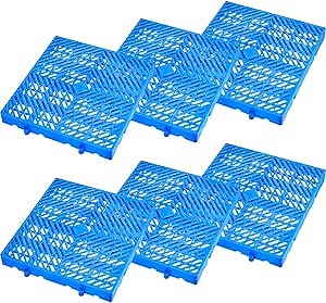 Menkxi 6 Pcs Plastic Pallet for Basement Storage Hdpe Waterproof Grid Ventilation Floor Pallet Lightweight Breathable Grid Pad for Garage Kitchen Supermarket Closet Platform (15.7 x 15.7 x 2 Inch)