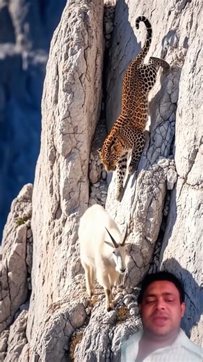 Leopard vs Goat | Epic Rock Climb Challenge 🐆🐐 #shorts​