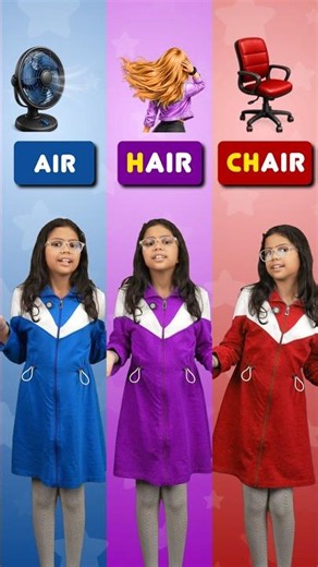 Easy Word Building Activity for Kids - AIR → HAIR → CHAIR | Adi Connection #shorts