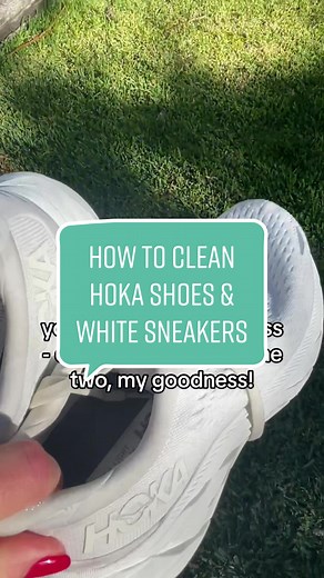 How to clean your Hoka shoes. Make your sneakers white again! Read 👇👇 how to: 1. Use only plant based stain remover soaps! Avoid using detergents or stain removers with bleach or synthetic brighteners (they can leave a yellow stain) Stain Savvy is fabulous. 2. Buy a two sided brush- Use softer bristles on the fabric & Stronger bristles on rubber part (don’t be too rough to avoid visible scratches) 3. Rinse with cold water (not hot) 4. Skip the washing machine - it causes unnecessary wear & tea