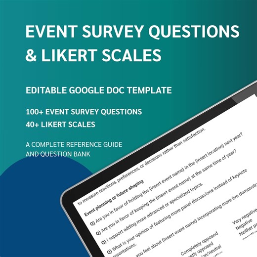Event Survey Questions | 100+ Editable Questions, Likert Scales (google Doc Template) - Etsy UK