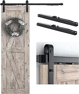 SMARTSTANDARD 5 FT Sliding Barn Door Soft Close Hardware Kit - 5 ft-10 ft, Smoothly and Quietly-Single Door-Invisible Design-Includes Step-by-Step Manual-Fit 30" Door Panel (J Shape)