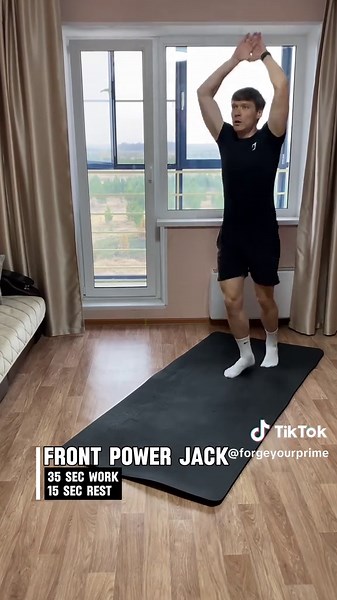 Bodyweight Fat Burn Workout | Jumping HIIT Focus: Cardio, Fat Burn & Endurance More Rounds = Higher Level 💪 6 exercises ⏱️ 35 sec work • 15 sec rest 1. Side-to-Side Shuffle Tap 2. Air Grab Knee Kick 3. Pulse Staggered Squat 4. Wide Hinge Jacks 5. Front Power Jack 6. Side Punch Follow @forgeyourprime for daily training ⚡ #hiitworkout #bodyweightworkout #cardioworkout #fatburnworkout #endurance