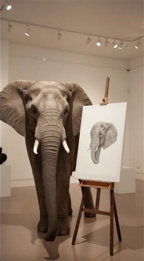 Elephant Paints A Self-Portrait With Its Trunk