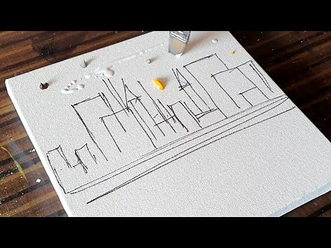 Cityscape / Cool Abstract Painting Demo / Acrylic paints / Relaxing / Daily Art Therapy / Day #0135
