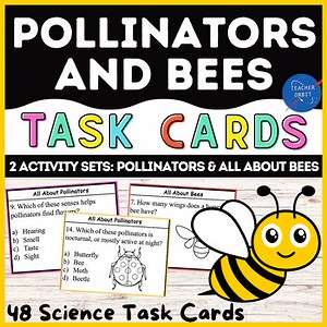 Pollinators & Bees Task Cards | Pollination Science Activities Station Game