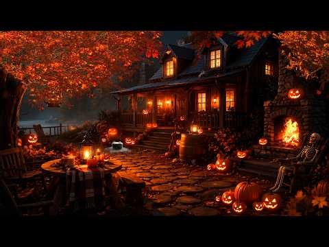 Autumn Haunted House Ambience | Crackling Fireplace, Relaxing Spooky Sounds & White Noise (3 Hours)